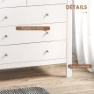 Commode 5 tiroirs style contemporain poignées boutons métal MDF blanc
