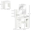 Ensemble coiffeuse tabouret design 4 tiroirs 4 étagères et miroir