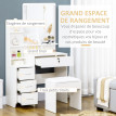 Ensemble coiffeuse tabouret design 4 tiroirs 4 étagères et miroir
