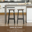 Lot de 2 tabourets de bar STEFFEN noir et bois vieilli
