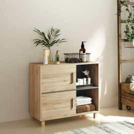 Meuble bas salle de bain CUNJO aspect bois naturel 