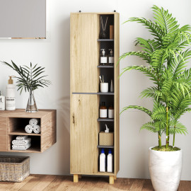 Meuble colonne étagère salle de bain ROBBY bois naturel