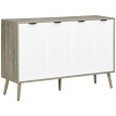 Buffet scandinave 4 portes NETON aspect bois gris et blanc