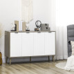 Buffet scandinave 4 portes NETON aspect bois gris et blanc