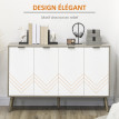 Buffet scandinave 4 portes NETON aspect bois gris et blanc