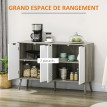 Buffet scandinave 4 portes NETON aspect bois gris et blanc