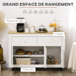 Buffet 2 tiroirs COLINE blanc et bois