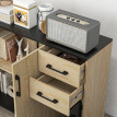 Buffet bicolore FANTINE noir et bois clair
