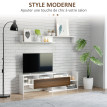 Ensemble meuble tv étagère murale KARLA aspect bois de noyer et blanc