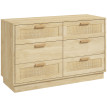 Commode cannage 6 tiroirs SONIA bois naturel