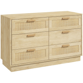 Commode cannage 6 tiroirs SONIA bois naturel