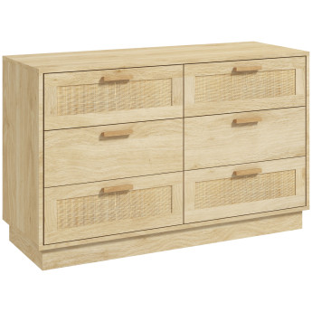 Commode cannage 6 tiroirs SONIA bois naturel