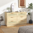 Commode cannage 6 tiroirs SONIA bois naturel