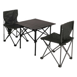 Set de camping HWC-N50, table 2x chaise chaise pliante chaise de pécheur pliable, métal -