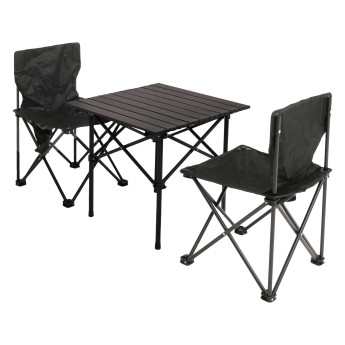 Set de camping HWC-N50, table 2x chaise chaise pliante chaise de pécheur pliable, métal -