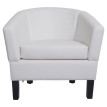 Fauteuil lounge HWC-O17, fauteuil club fauteuil cocktail, certifié MVG similicuir - blanc