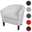 Fauteuil lounge HWC-O17, fauteuil club fauteuil cocktail, certifié MVG similicuir - blanc