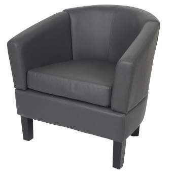 Fauteuil lounge HWC-O17, fauteuil club fauteuil cocktail, certifié MVG similicuir - gris