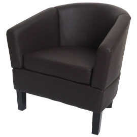 Fauteuil lounge HWC-O17, fauteuil club fauteuil cocktail, certifié MVG similicuir - marron