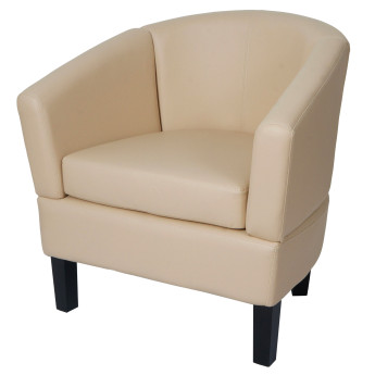 Fauteuil lounge HWC-O17, fauteuil club fauteuil cocktail, certifié MVG similicuir - crème