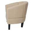 Fauteuil lounge HWC-O17, fauteuil club fauteuil cocktail, certifié MVG similicuir - crème