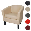 Fauteuil lounge HWC-O17, fauteuil club fauteuil cocktail, certifié MVG similicuir - crème