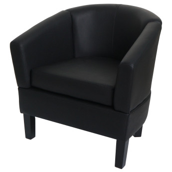Fauteuil lounge HWC-O17, fauteuil club fauteuil cocktail, certifié MVG similicuir - noir