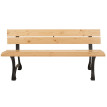Banc de jardin HWC-O20, Banc de parc Banc en bois 3 places, fonte bois pin, 170cm - brun c