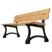 Banc de jardin HWC-O20, Banc de parc Banc en bois 3 places, fonte bois pin, 170cm - brun c