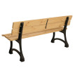 Banc de jardin HWC-O20, Banc de parc Banc en bois 3 places, fonte bois pin, 170cm - brun c