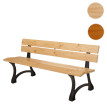 Banc de jardin HWC-O20, Banc de parc Banc en bois 3 places, fonte bois pin, 170cm - brun c