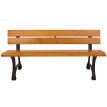 Banc de jardin HWC-O20, Banc de parc Banc en bois 3 places, fonte bois pin, 170cm - teck