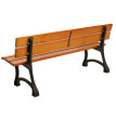 Banc de jardin HWC-O20, Banc de parc Banc en bois 3 places, fonte bois pin, 170cm - teck