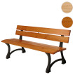Banc de jardin HWC-O20, Banc de parc Banc en bois 3 places, fonte bois pin, 170cm - teck