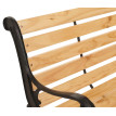 Banc de jardin HWC-O25, banc 3 places en bois et fonte, 164 cm - naturel