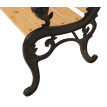 Banc de jardin HWC-O25, banc 3 places en bois et fonte, 164 cm - naturel