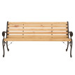 Banc de jardin HWC-O25, banc 3 places en bois et fonte, 164 cm - naturel
