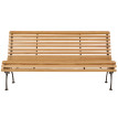 Banc de jardin HWC-O24, banc 3 places en bois et fonte, 160 cm - naturel