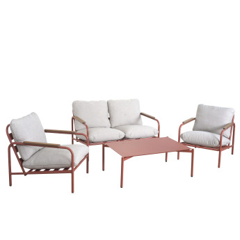 Garniture de jardin en aluminium HWC-O11, Outdoor Banc 2 places Fauteuil Canapé, Olefin (2
