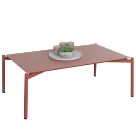 Table de jardin en aluminium HWC-O11, Outdoor Lounge Table de balcon, 105x65cm - terracott