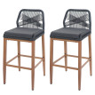 Set de 2 tabourets de bar Rope HWC-O21, coussins d'assise Outdoor corde tressée métal aspe