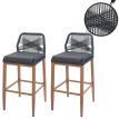 Set de 2 tabourets de bar Rope HWC-O21, coussins d'assise Outdoor corde tressée métal aspe