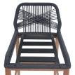 Set de 2 tabourets de bar Rope HWC-O21, coussins d'assise Outdoor corde tressée métal aspe