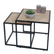 Lot de 2 tables d'appoint HWC-N88, table basse table de salon, tressée aspect rotin