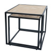 Lot de 2 tables d'appoint HWC-N88, table basse table de salon, tressée aspect rotin