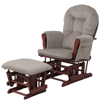 Fauteuil relax HWC-C76, fauteuilàbascule Fauteuil oscillant avec pouf Tissu Velours 320g/m