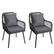 Set de 2 chaises de jardin HWC-O12, coussin d'assise/de dossier Outdoor aluminium corde tr