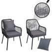 Set de 2 chaises de jardin HWC-O12, coussin d'assise/de dossier Outdoor aluminium corde tr