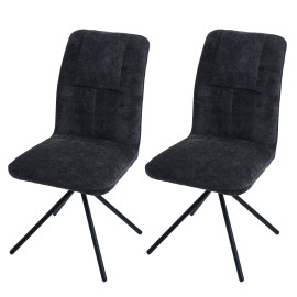 Lot de 2 chaises de salle à manger HWC-N99, chaise de cuisine, pivotante Auto-Return, tiss