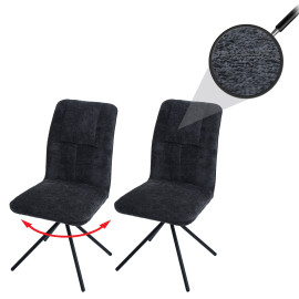 Lot de 2 chaises de salle à manger HWC-N99, chaise de cuisine, pivotante Auto-Return, tiss